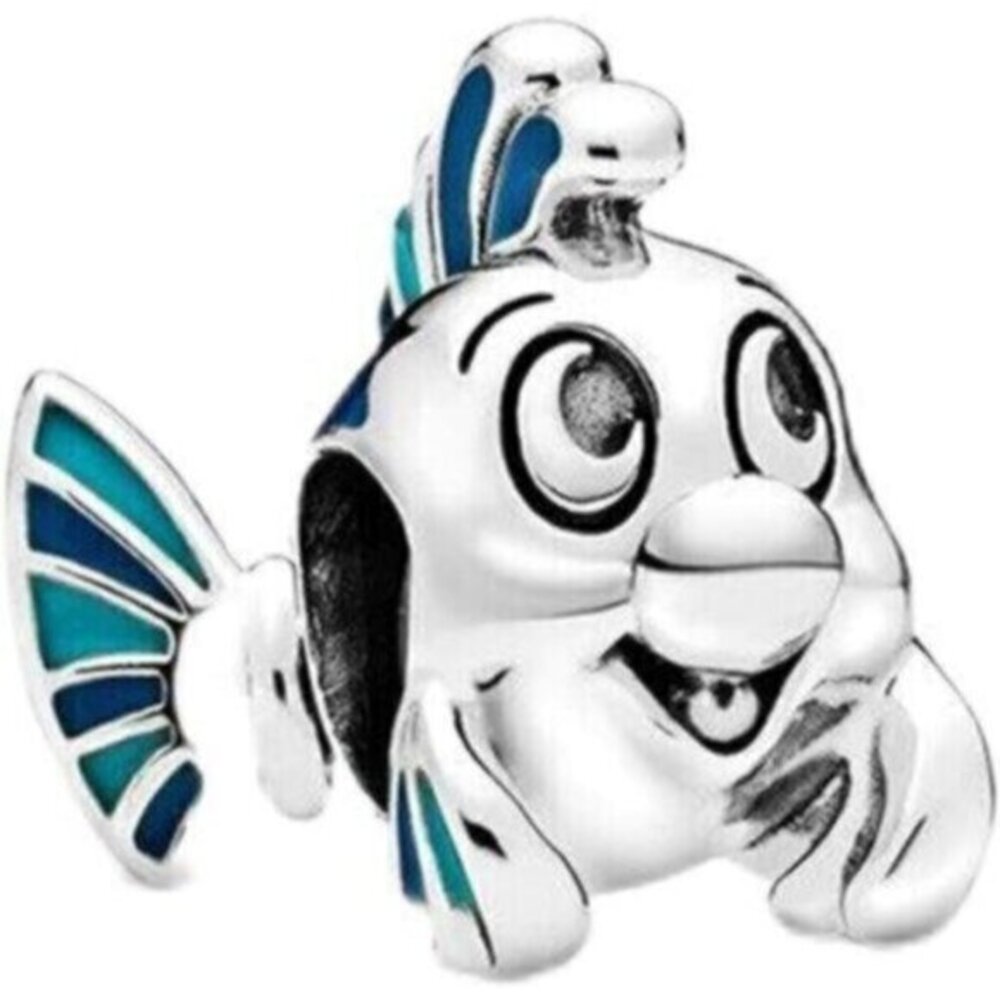 Pandora Silver Fish Charm with Blue and Teal Enamel